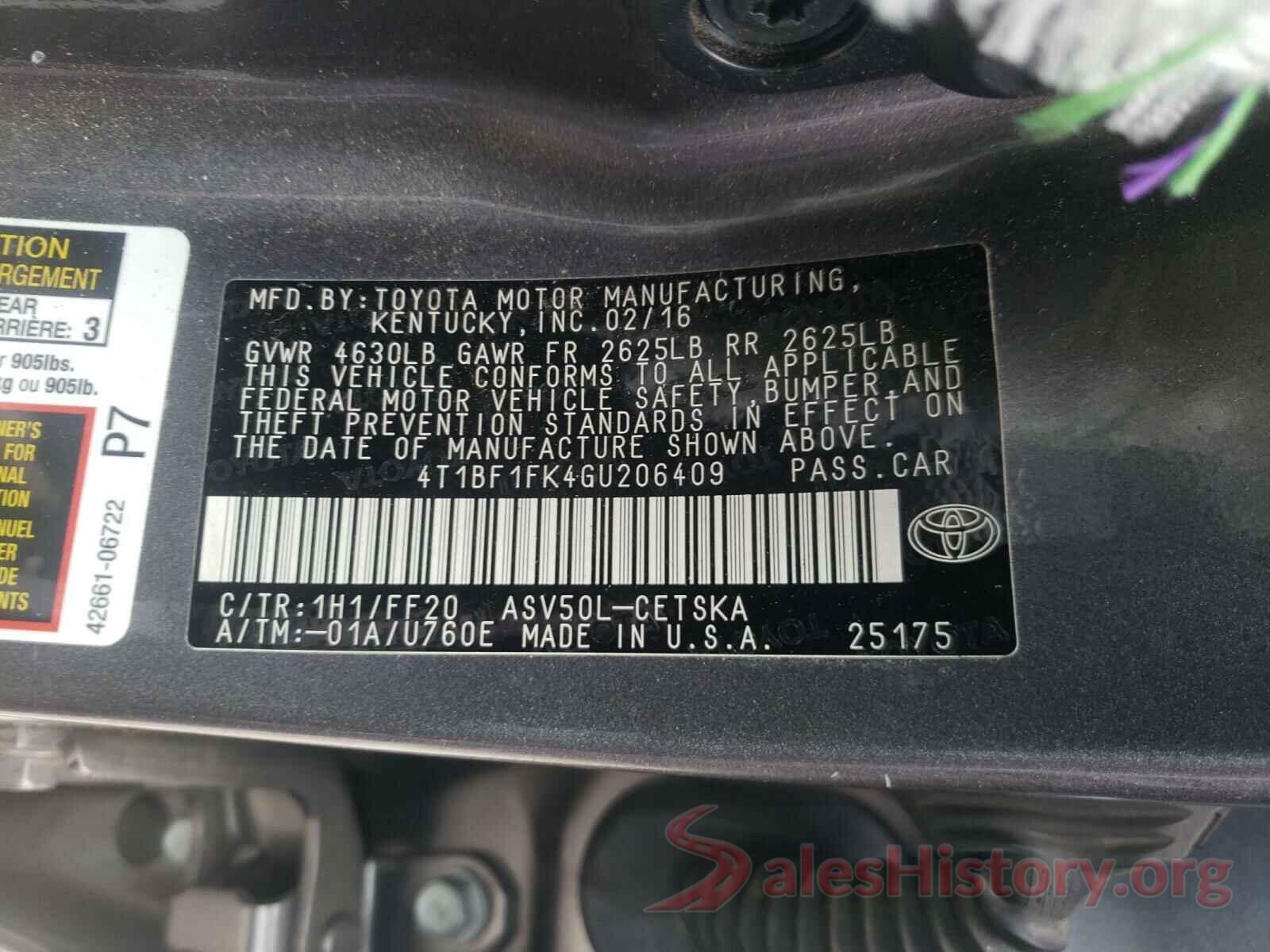 4T1BF1FK4GU206409 2016 TOYOTA CAMRY