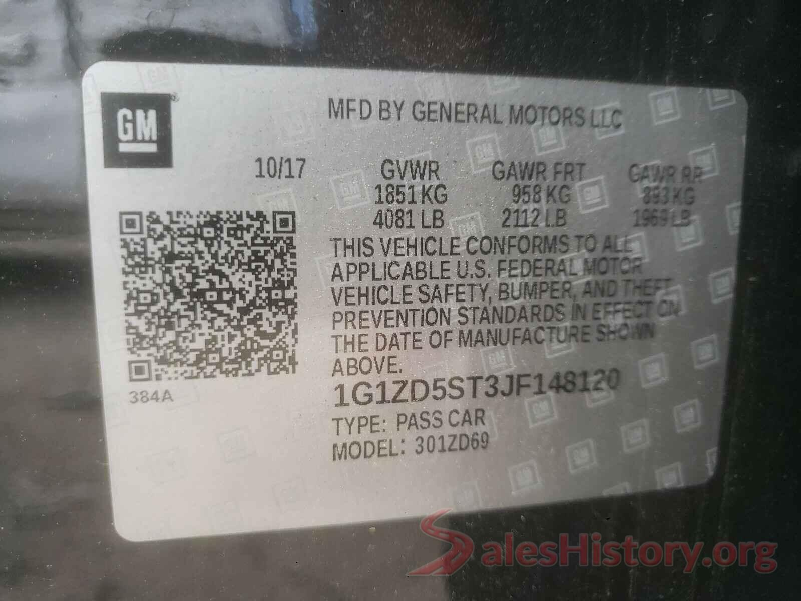 1G1ZD5ST3JF148120 2018 CHEVROLET MALIBU