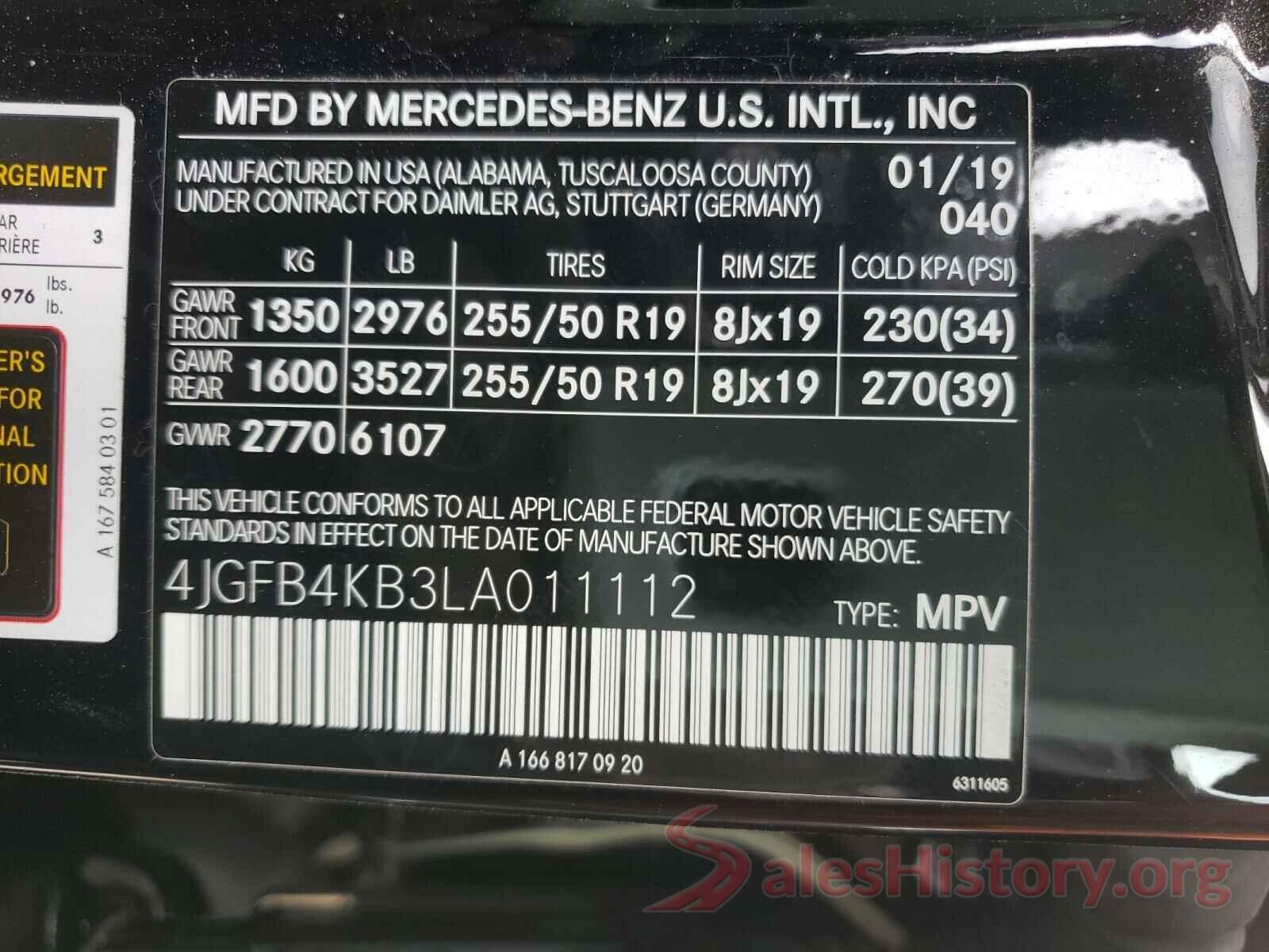 4JGFB4KB3LA011112 2020 MERCEDES-BENZ G CLASS