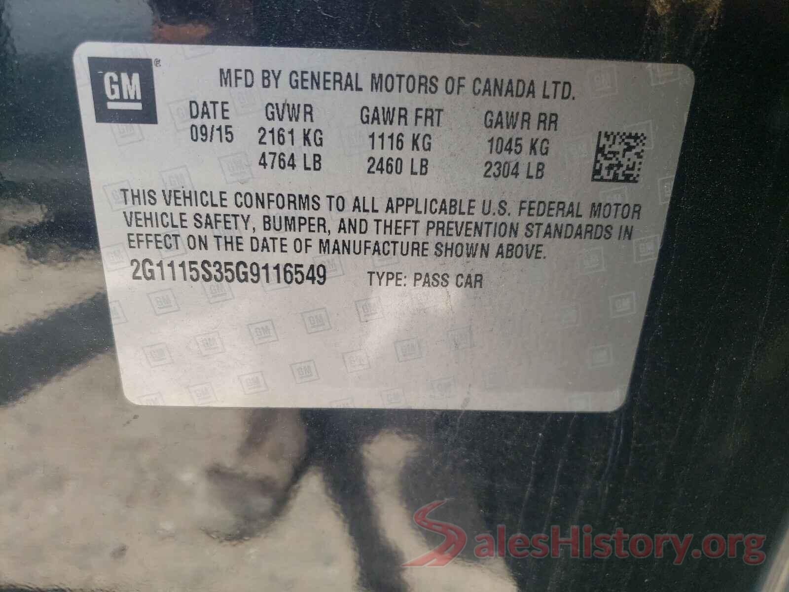 2G1115S35G9116549 2016 CHEVROLET IMPALA