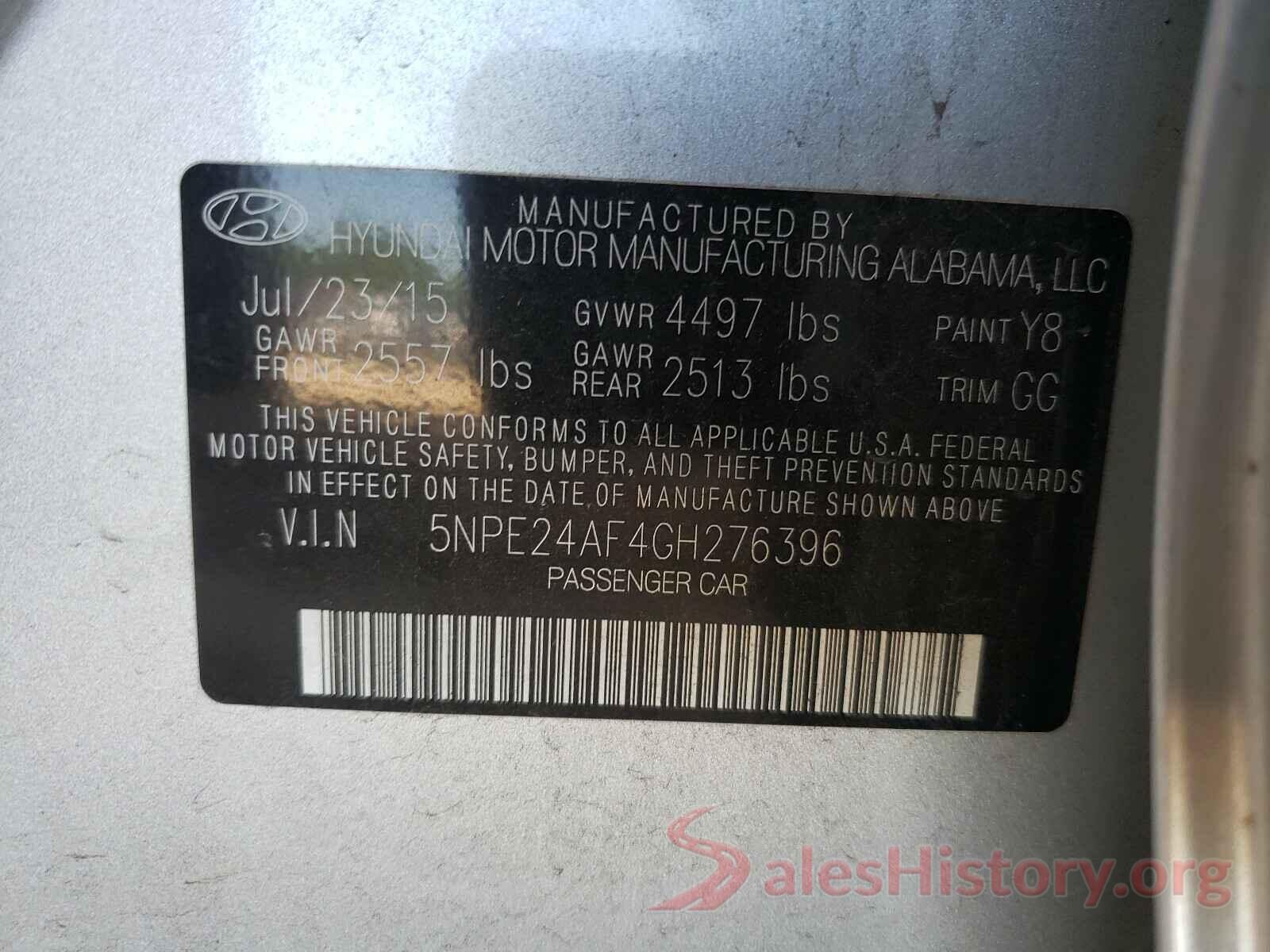 5NPE24AF4GH276396 2016 HYUNDAI SONATA