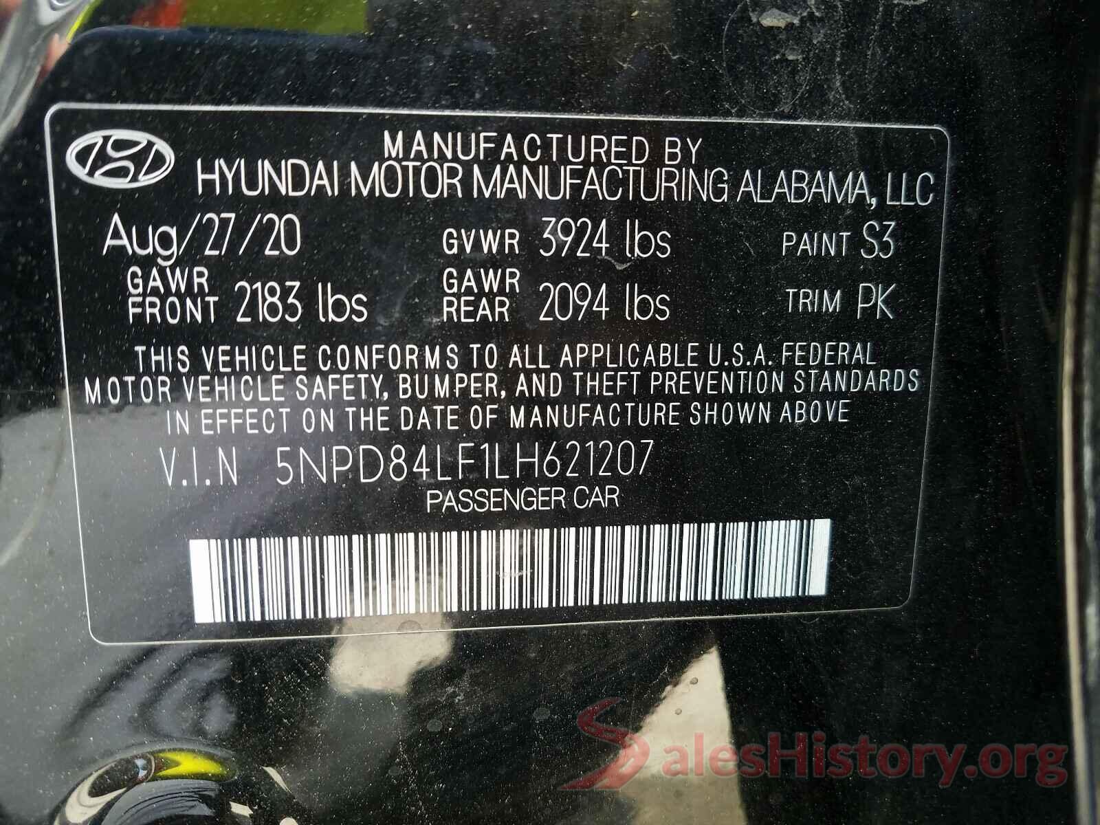 5NPD84LF1LH621207 2020 HYUNDAI ELANTRA