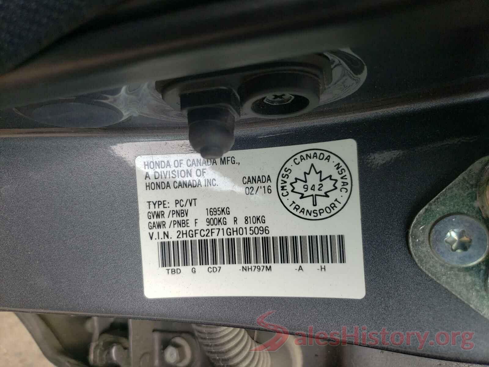 2HGFC2F71GH015096 2016 HONDA CIVIC