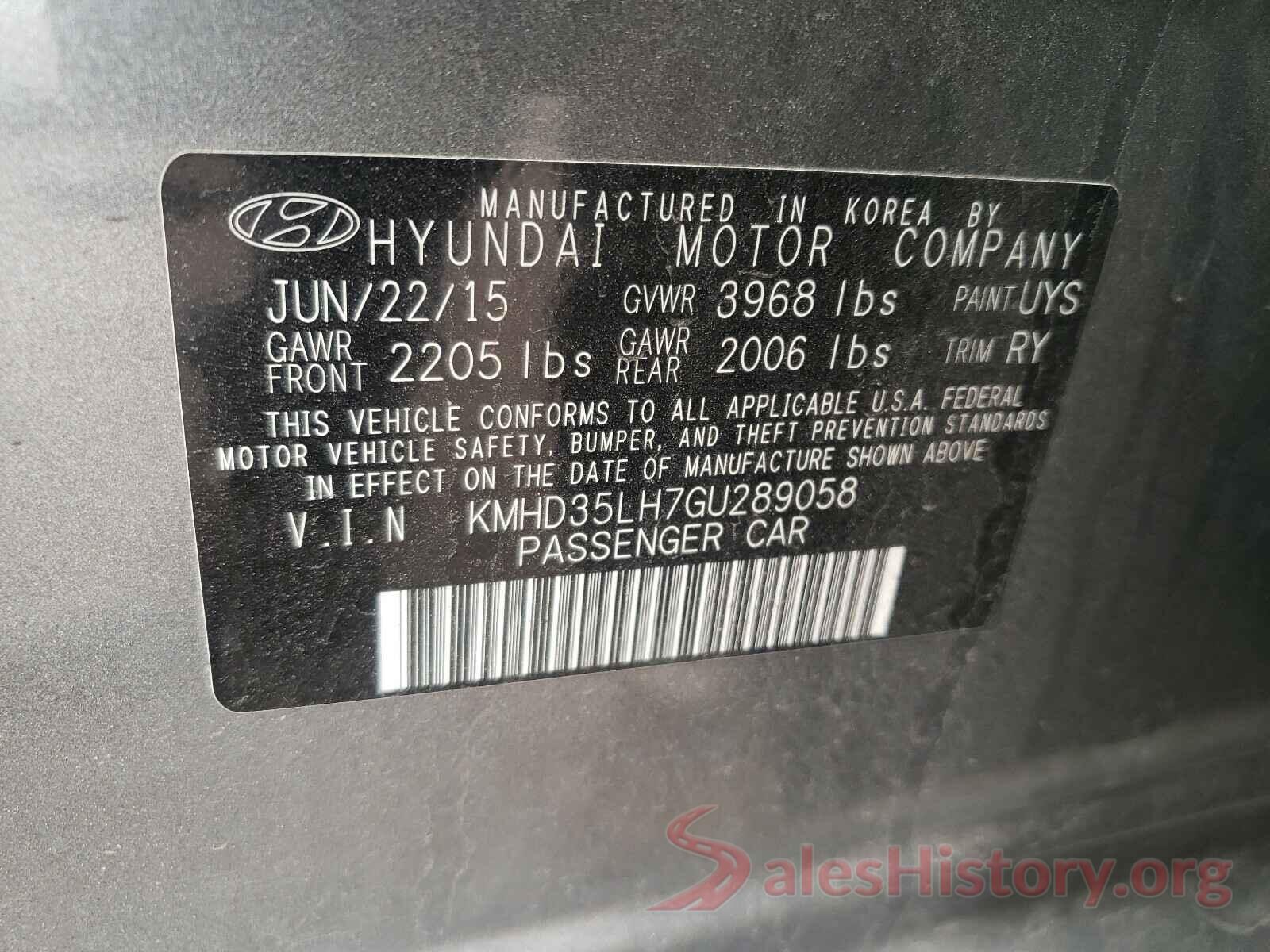 KMHD35LH7GU289058 2016 HYUNDAI ELANTRA