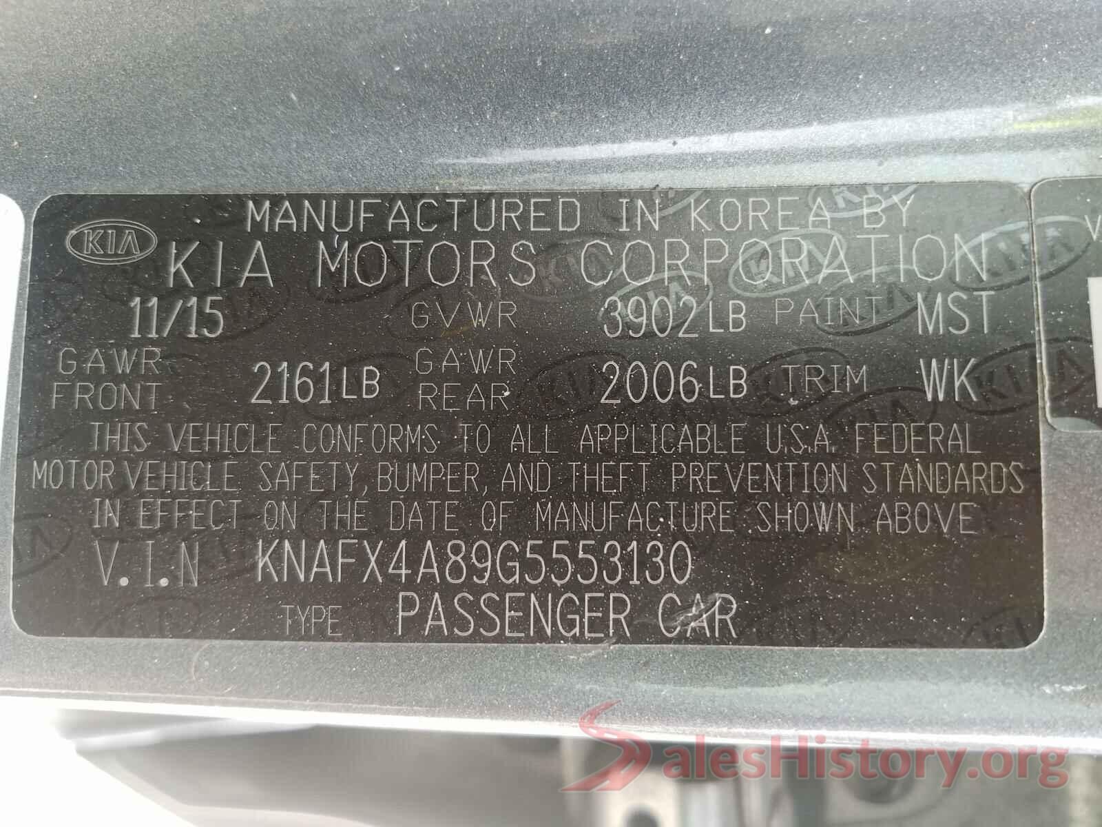 KNAFX4A89G5553130 2016 KIA FORTE