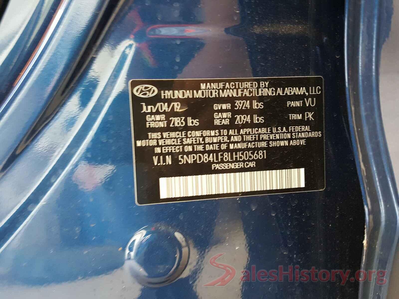 5NPD84LF8LH505681 2020 HYUNDAI ELANTRA