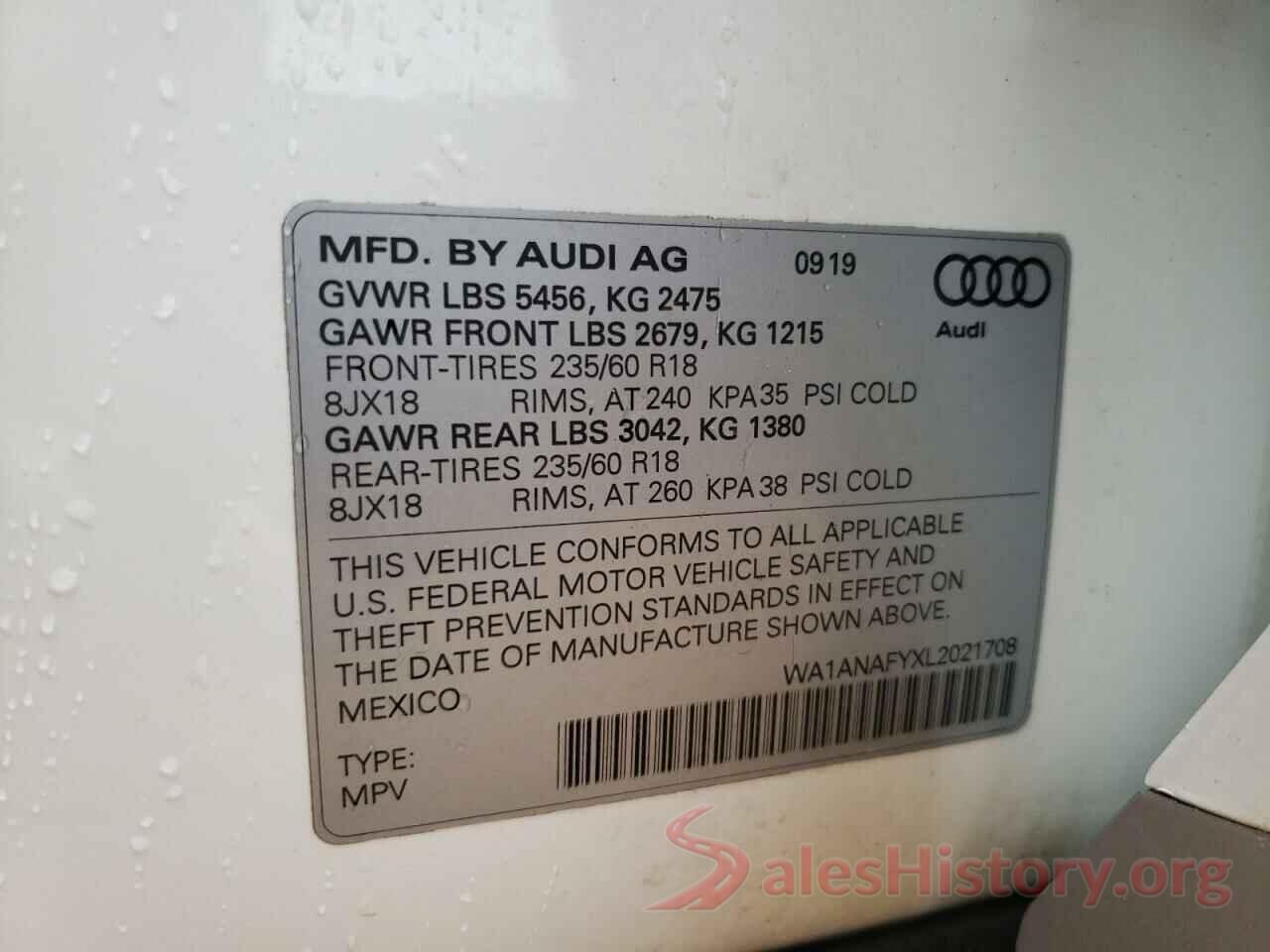 WA1ANAFYXL2021708 2020 AUDI Q5