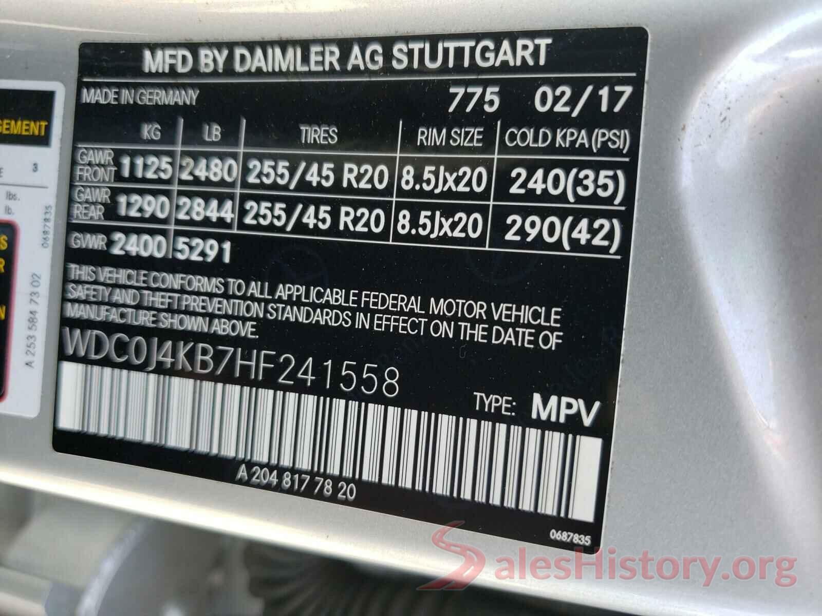 WDC0J4KB7HF241558 2017 MERCEDES-BENZ GLC-CLASS