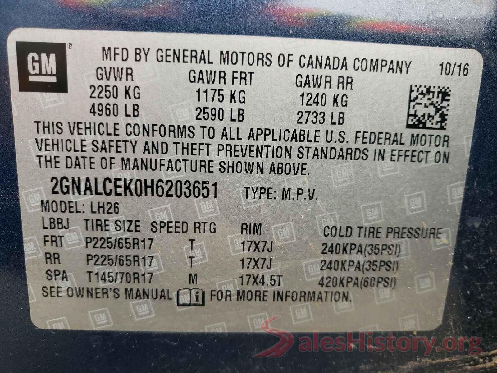 2GNALCEK0H6203651 2017 CHEVROLET EQUINOX