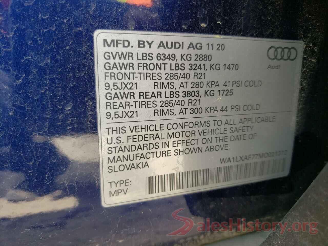 WA1LXAF77MD021312 2021 AUDI Q7