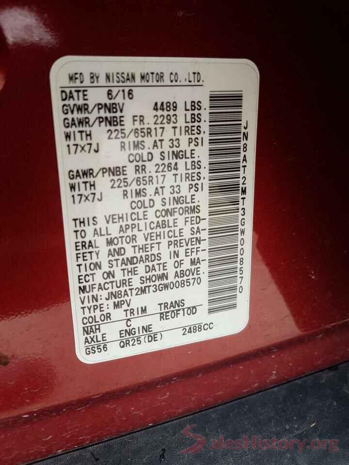 JN8AT2MT3GW008570 2016 NISSAN ROGUE