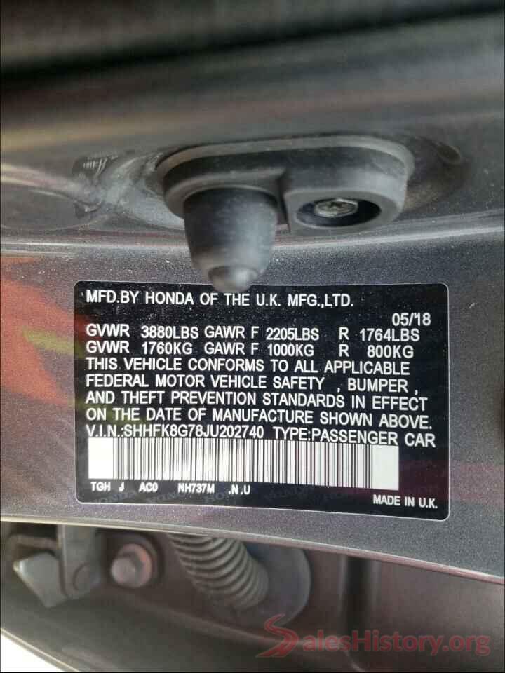 SHHFK8G78JU202740 2018 HONDA CIVIC