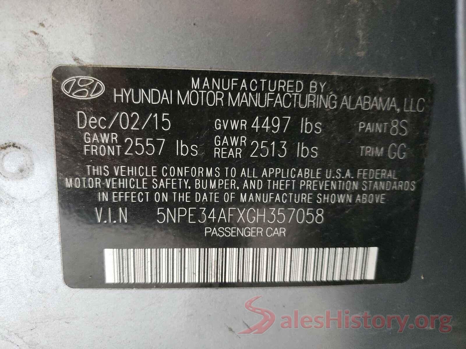 5NPE34AFXGH357058 2016 HYUNDAI SONATA