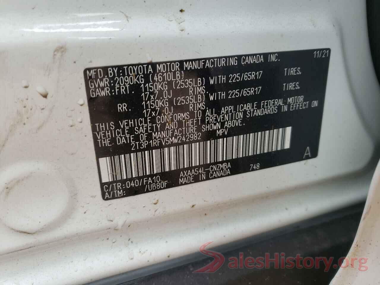 2T3P1RFV5MW242982 2021 TOYOTA RAV4