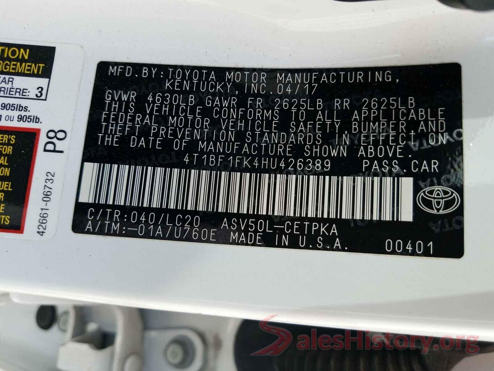 4T1BF1FK4HU426389 2017 TOYOTA CAMRY