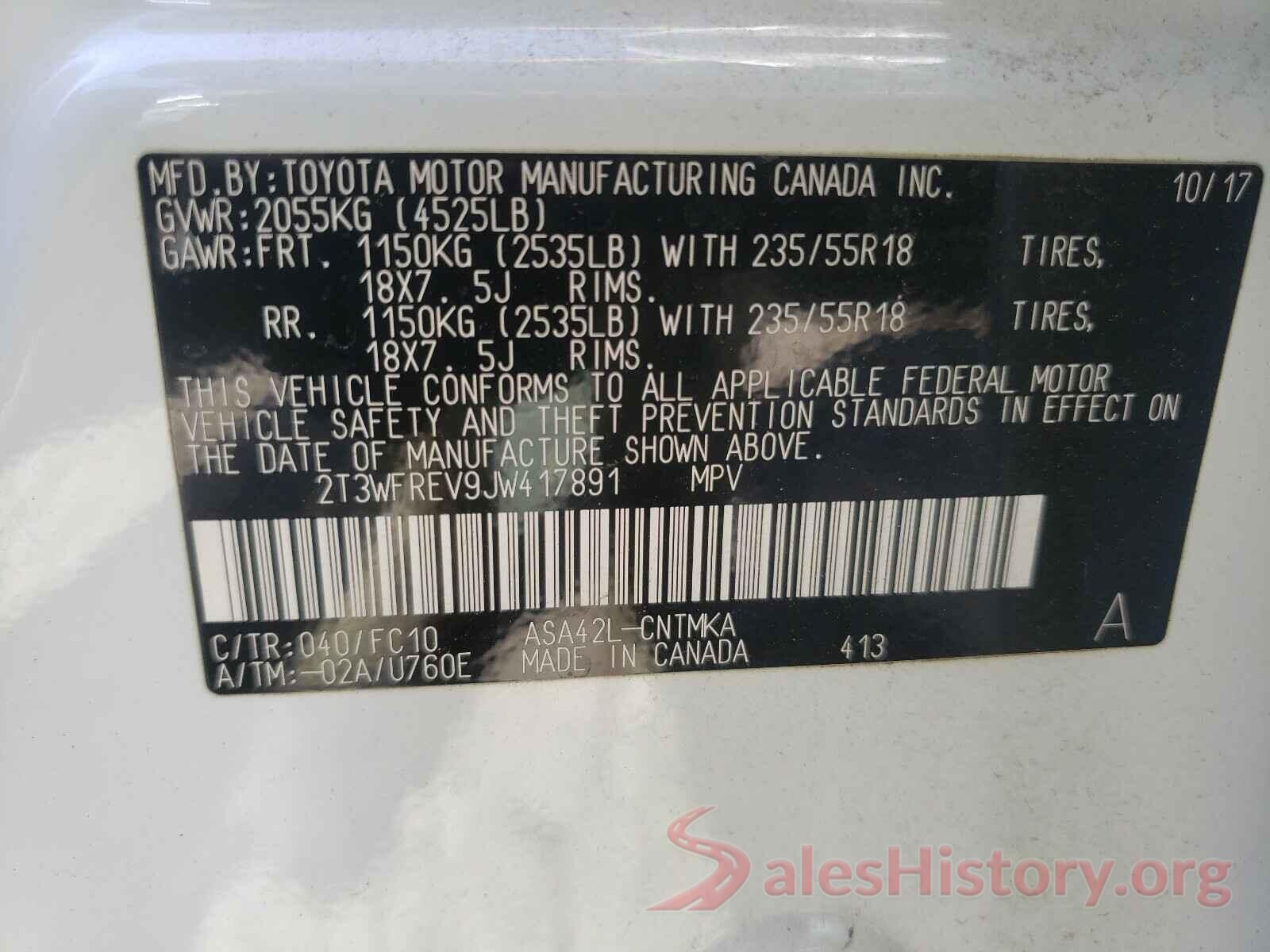 2T3WFREV9JW417891 2018 TOYOTA RAV4