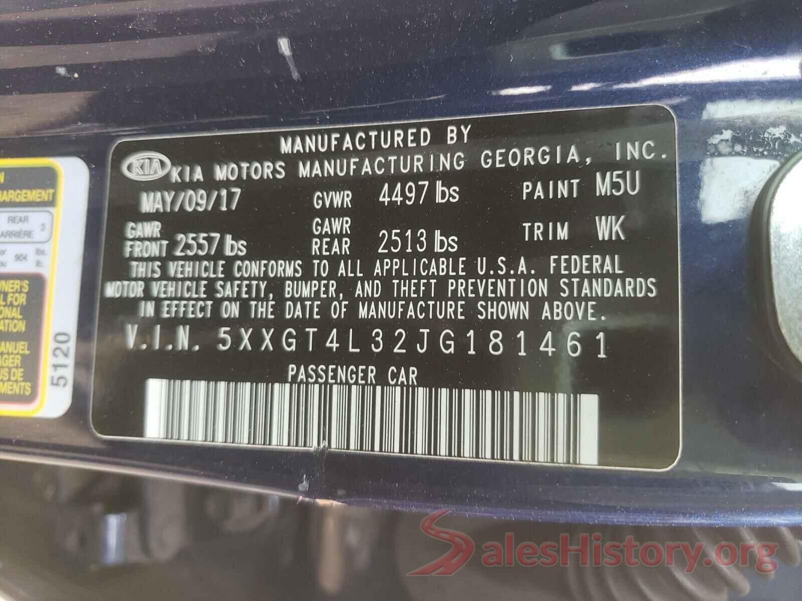 5XXGT4L32JG181461 2018 KIA OPTIMA