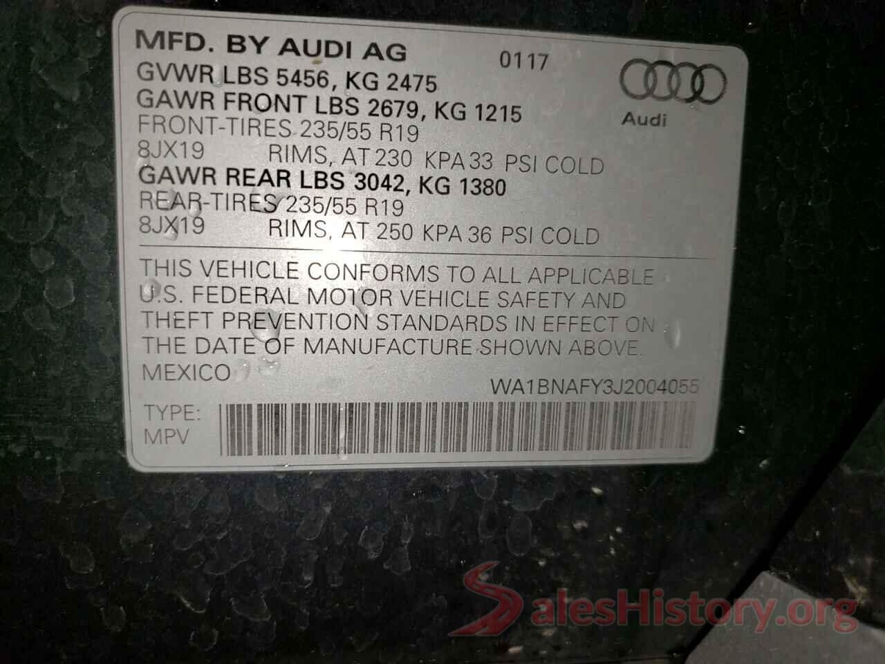 WA1BNAFY3J2004055 2018 AUDI Q5