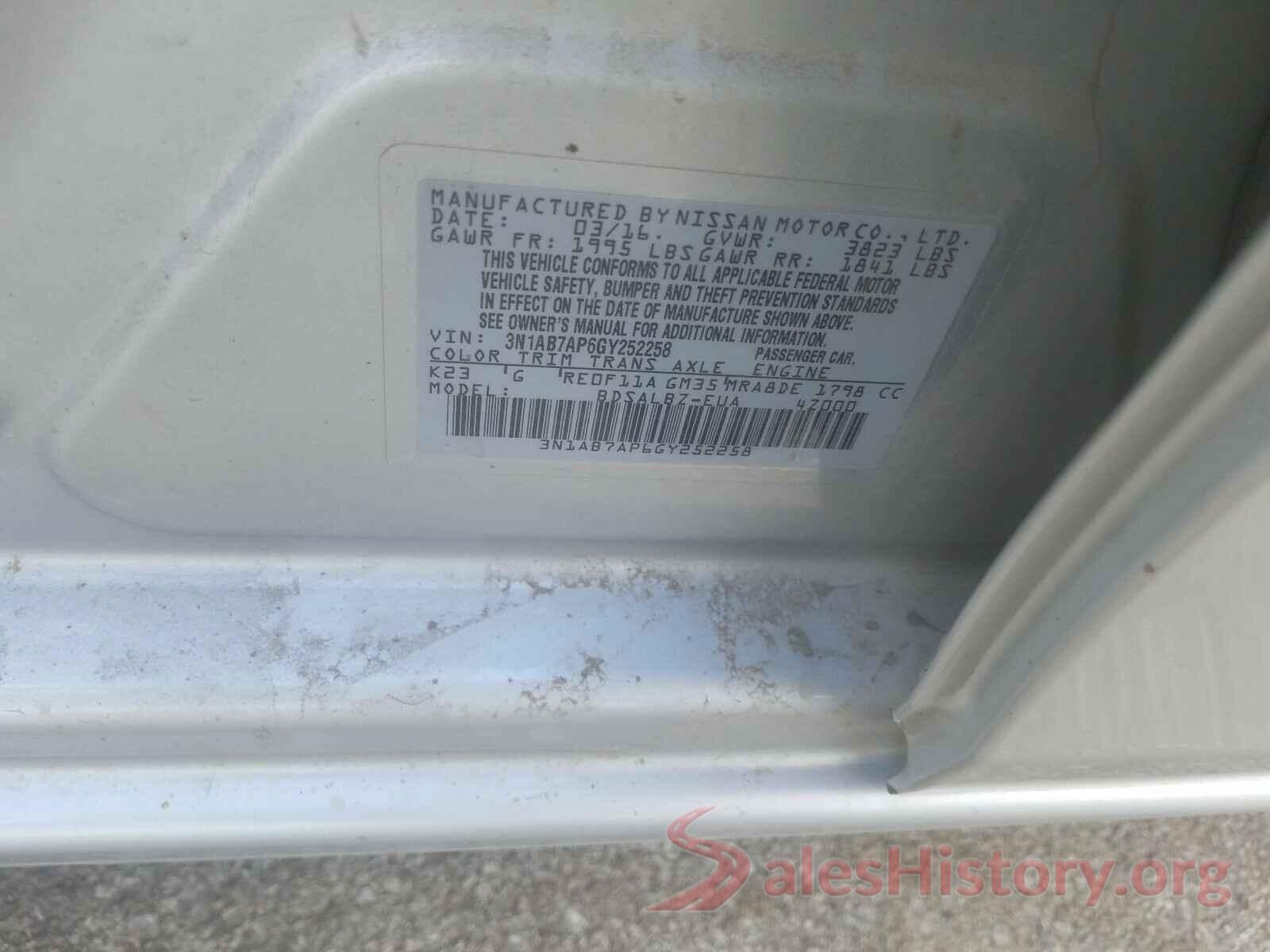 3N1AB7AP6GY252258 2016 NISSAN SENTRA