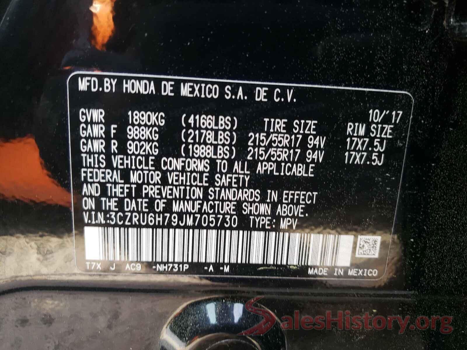 3CZRU6H79JM705730 2018 HONDA HR-V