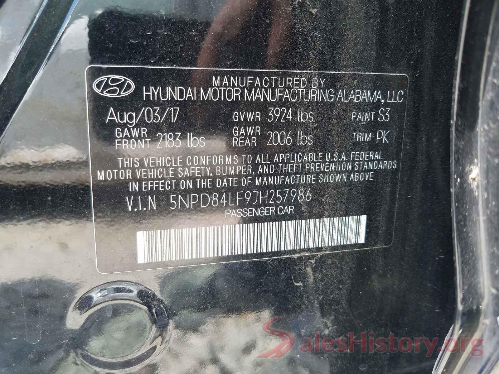 5NPD84LF9JH257986 2018 HYUNDAI ELANTRA