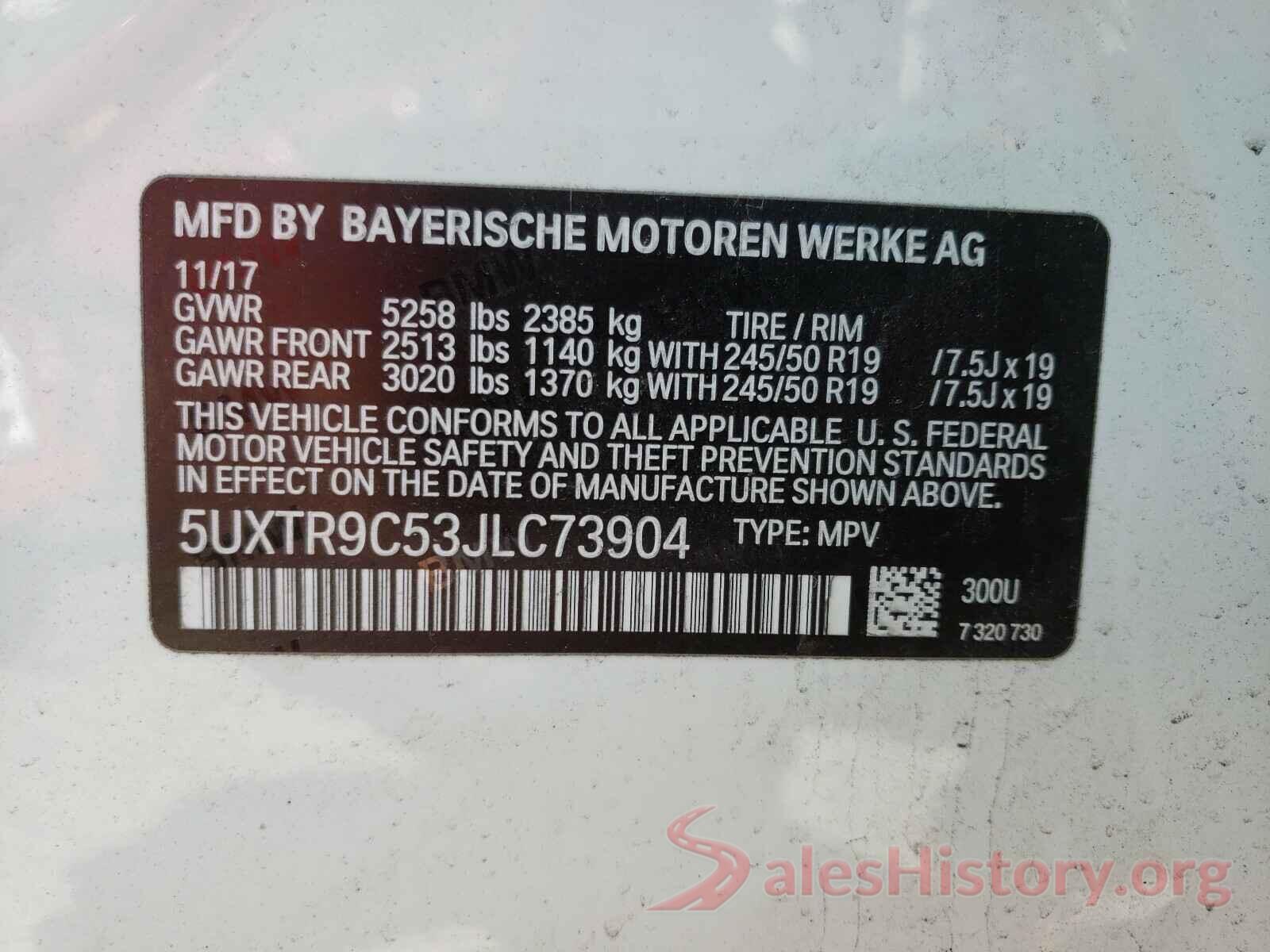 5UXTR9C53JLC73904 2018 BMW X3