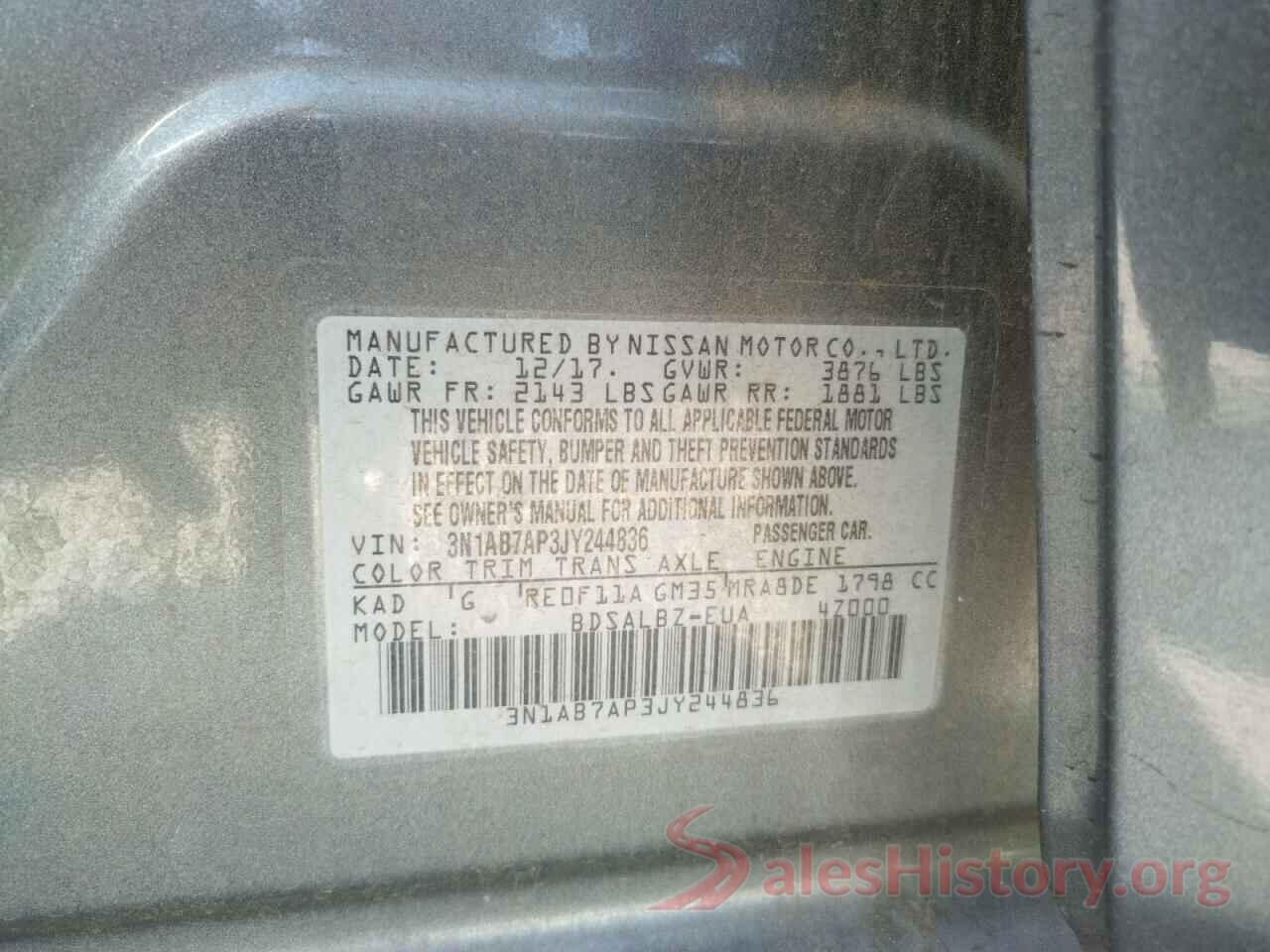 3N1AB7AP3JY244836 2018 NISSAN SENTRA