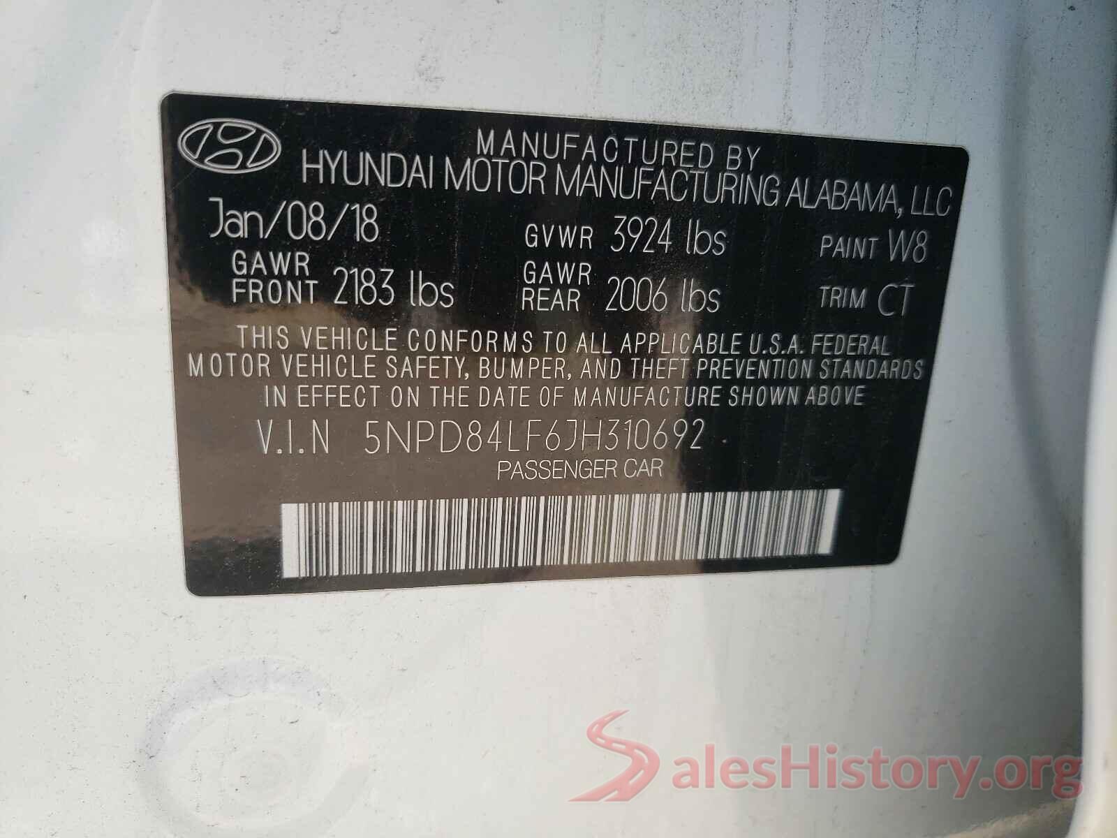 5NPD84LF6JH310692 2018 HYUNDAI ELANTRA