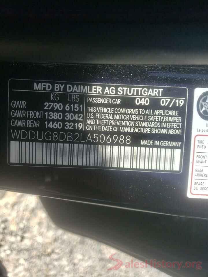 WDDUG8DB2LA506988 2020 MERCEDES-BENZ S-CLASS