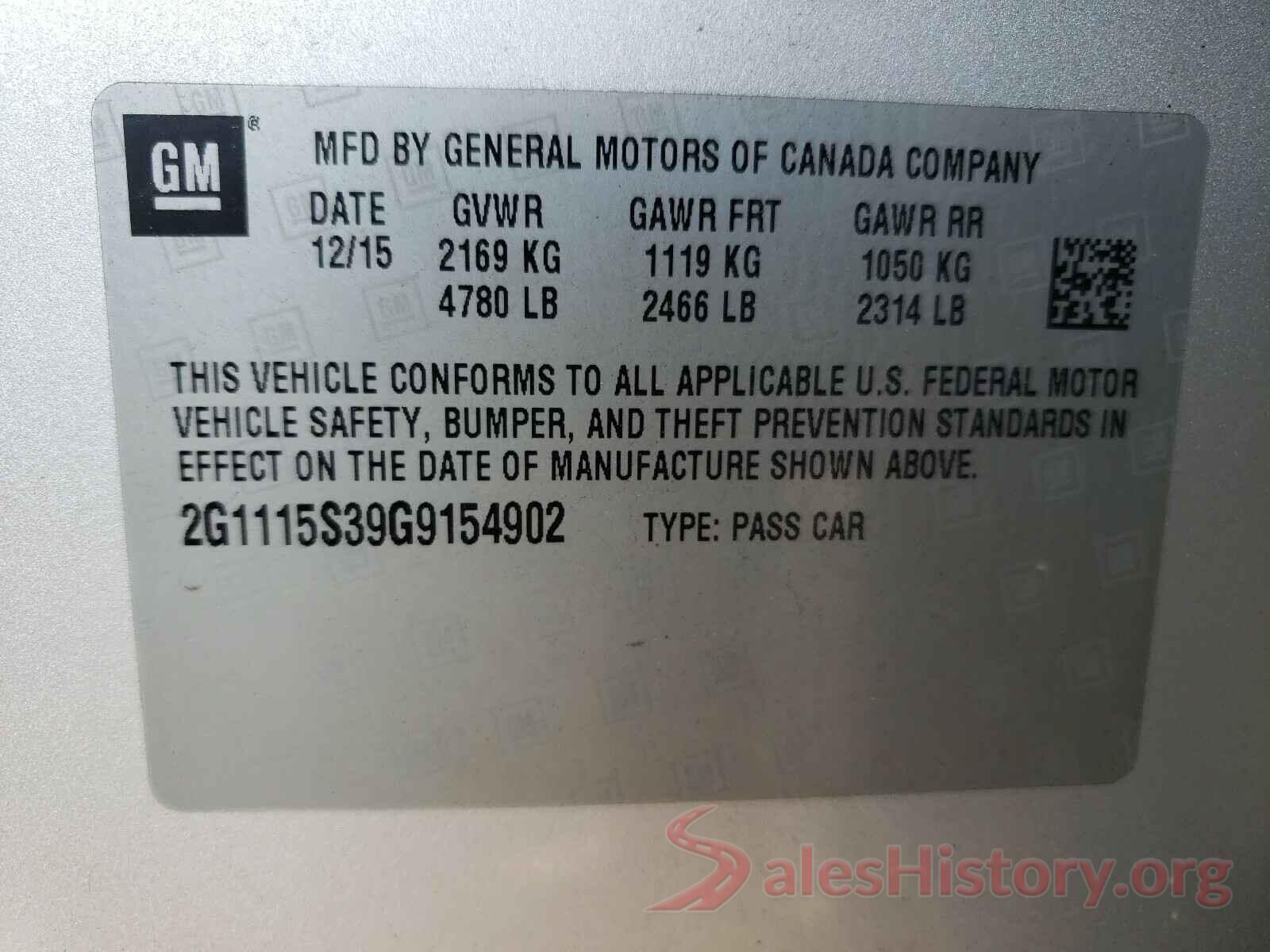 2G1115S39G9154902 2016 CHEVROLET IMPALA