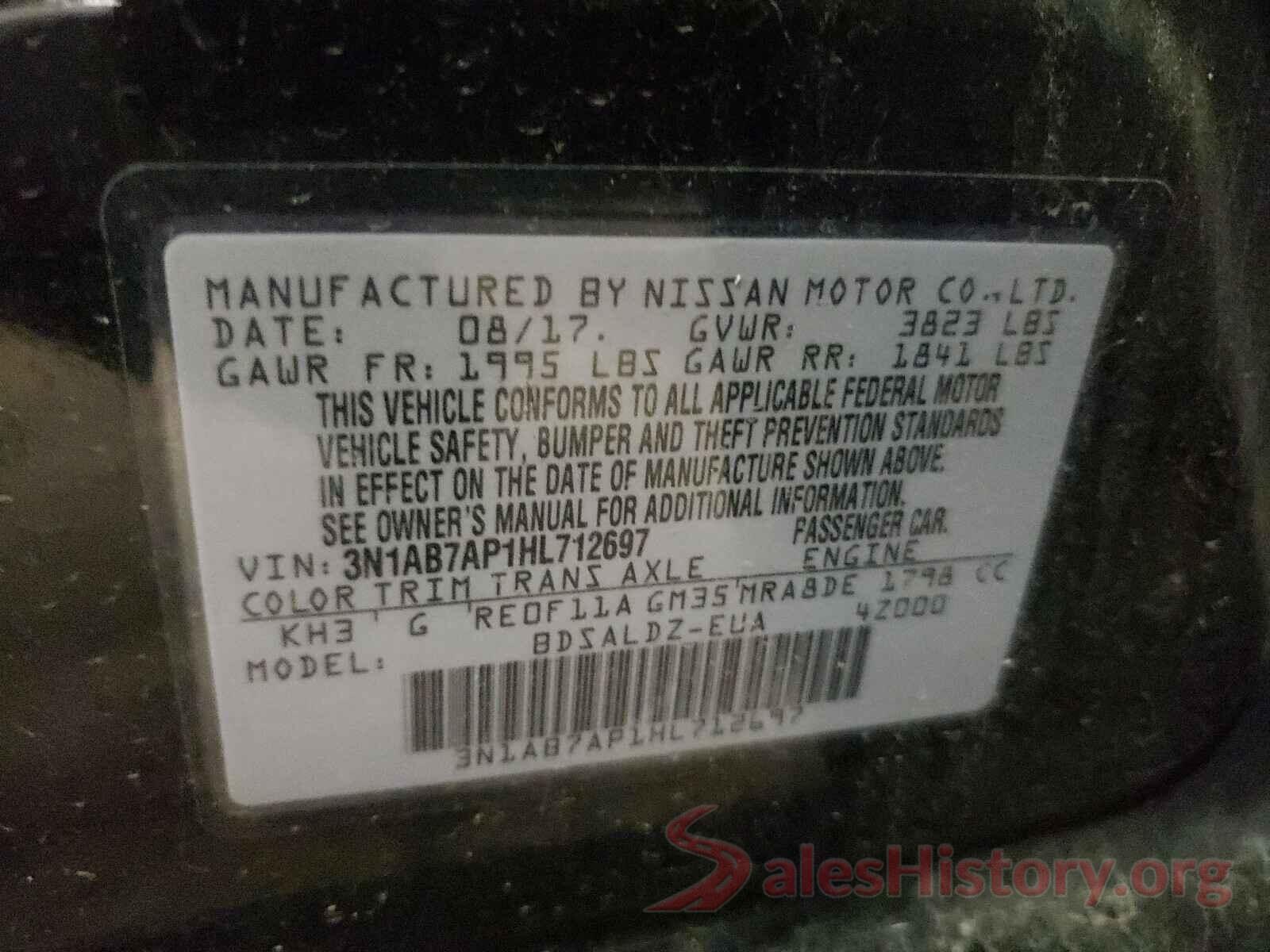 3N1AB7AP1HL712697 2017 NISSAN SENTRA