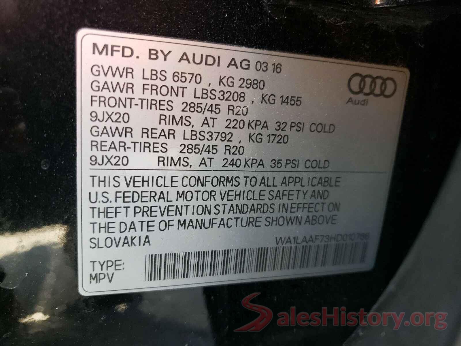 WA1LAAF73HD010766 2017 AUDI Q7