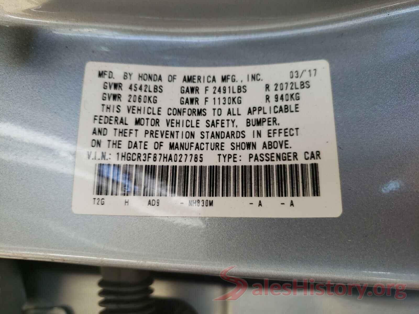 1HGCR3F87HA027785 2017 HONDA ACCORD