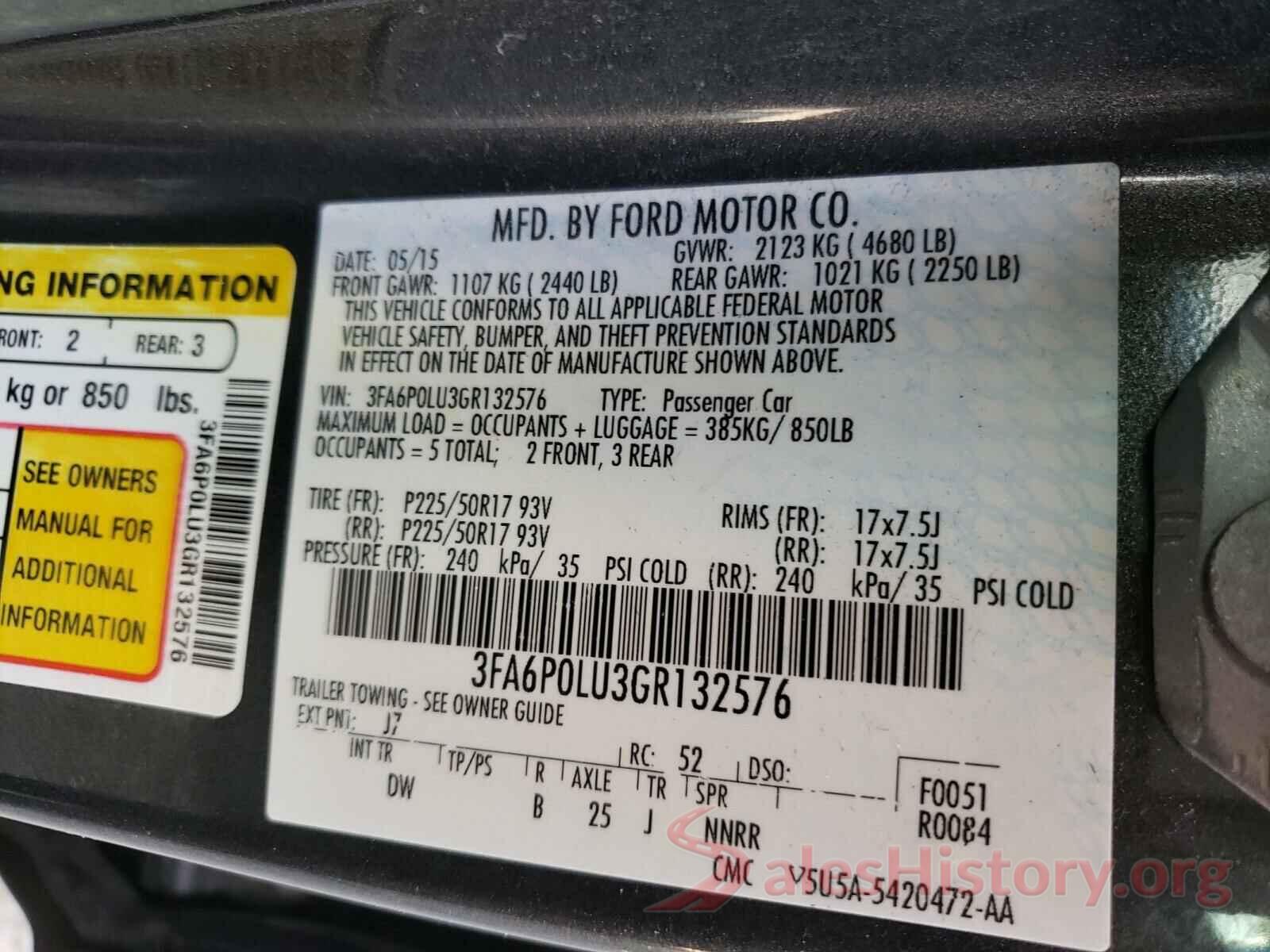 3FA6P0LU3GR132576 2016 FORD FUSION