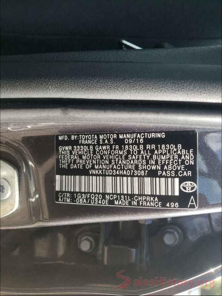 VNKKTUD34HA073087 2017 TOYOTA YARIS