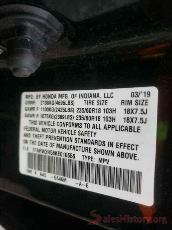 7FARW2H58KE010656 2019 HONDA CRV