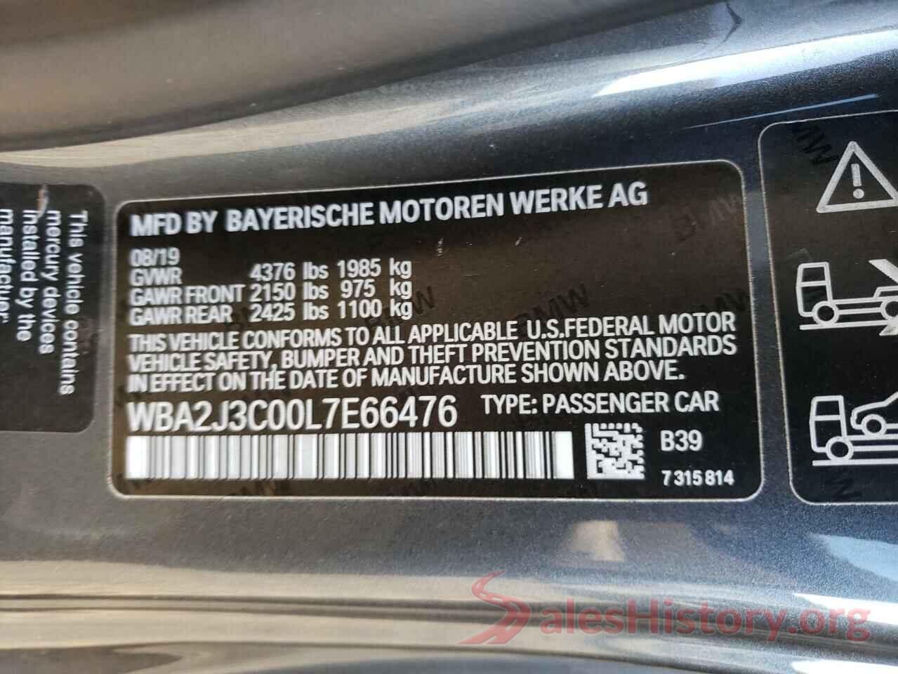 WBA2J3C00L7E66476 2020 BMW 2 SERIES