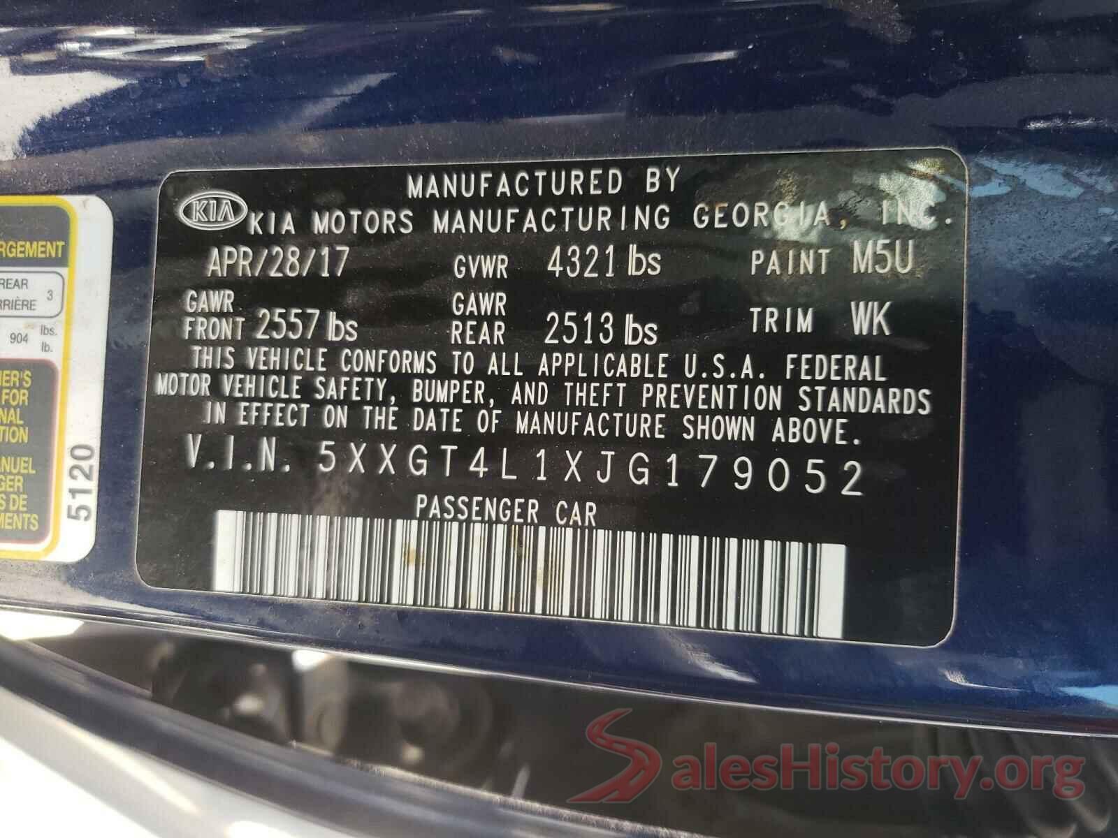 5XXGT4L1XJG179052 2018 KIA OPTIMA