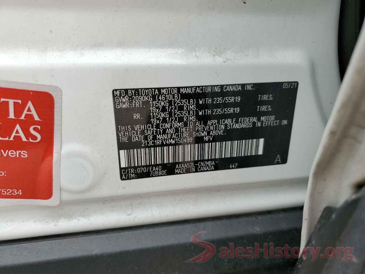 2T3C1RFV4MW150499 2021 TOYOTA RAV4