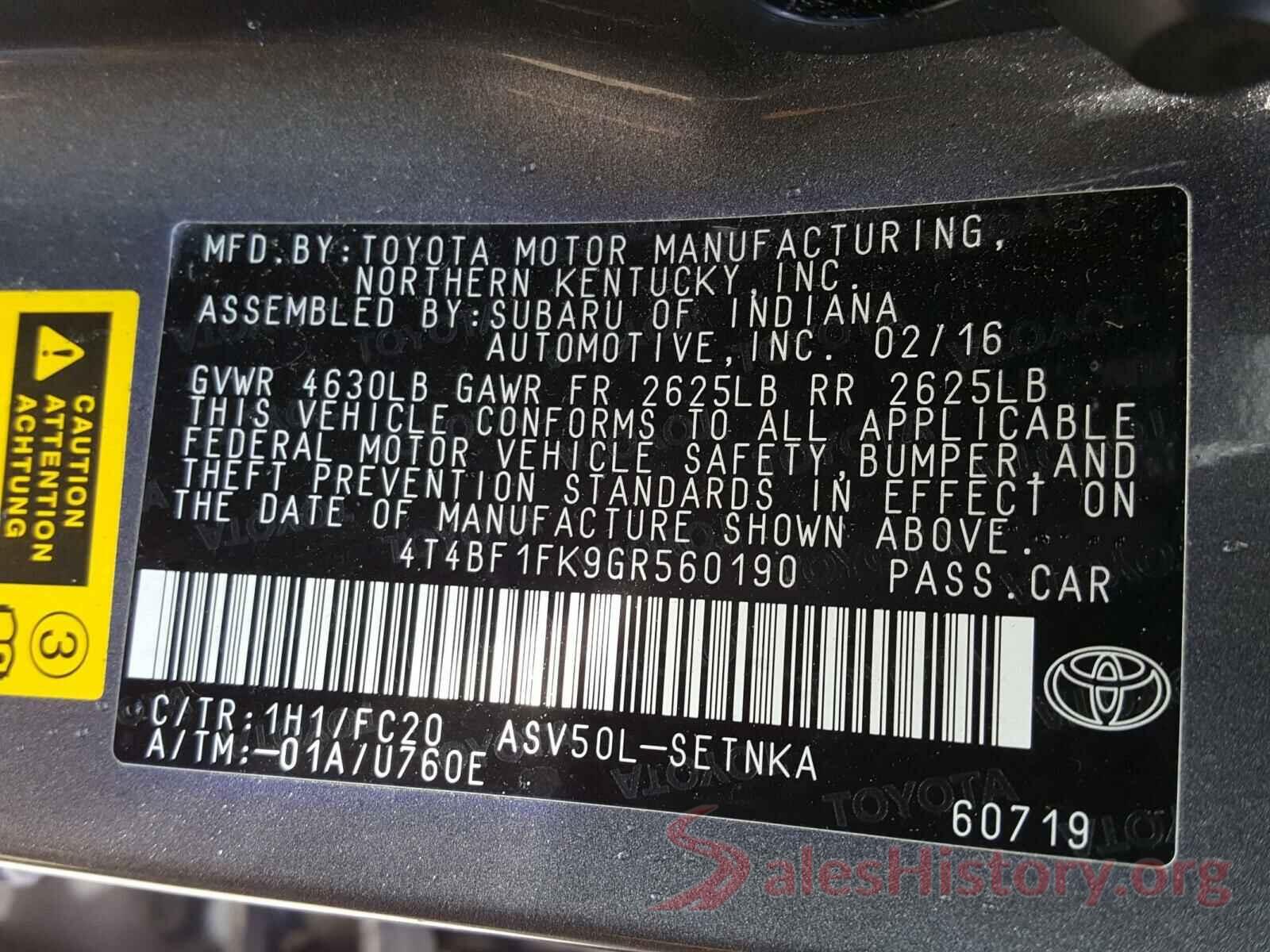 4T4BF1FK9GR560190 2016 TOYOTA CAMRY