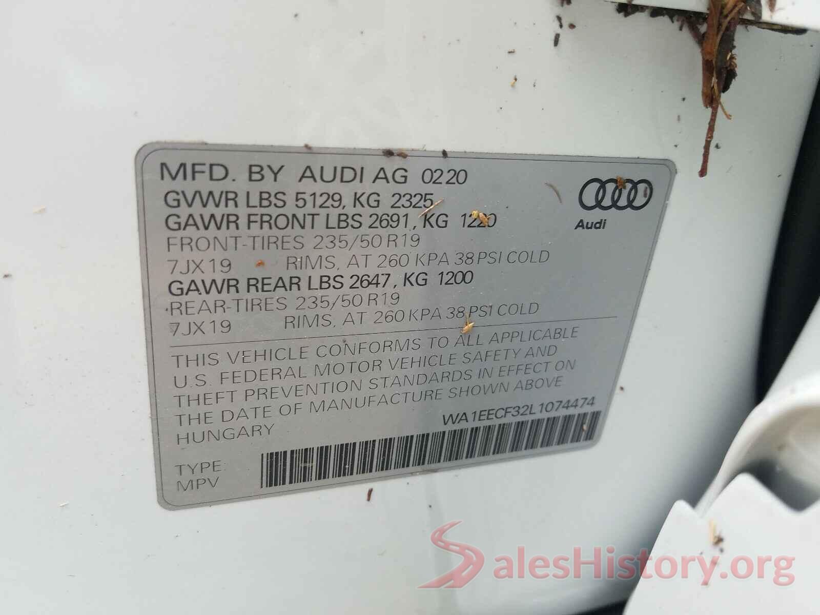 WA1EECF32L1074474 2020 AUDI Q3