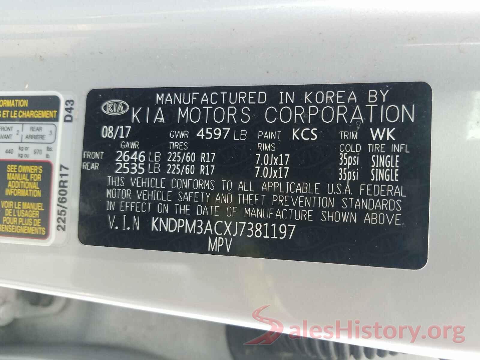 KNDPM3ACXJ7381197 2018 KIA SPORTAGE