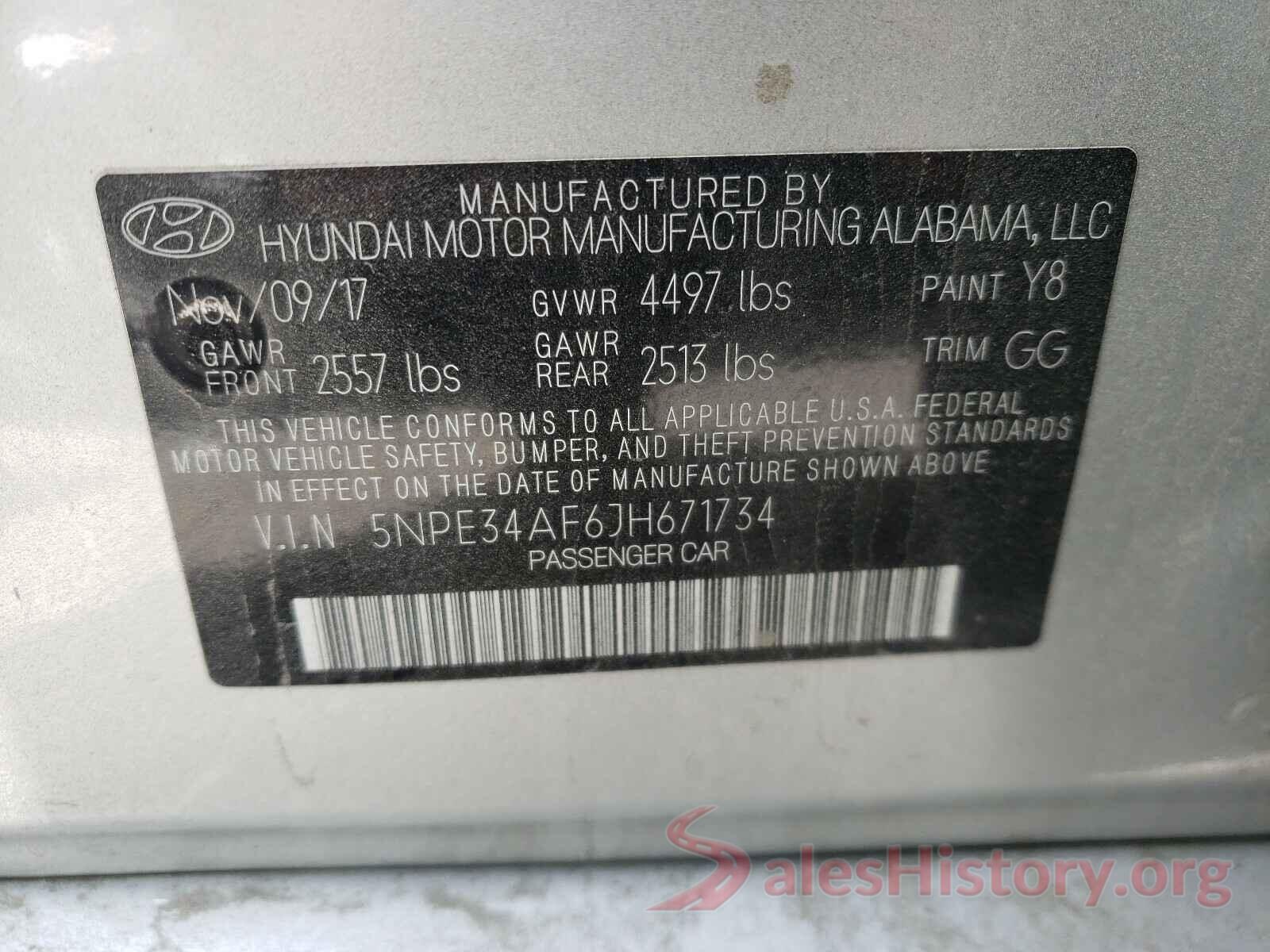 5NPE34AF6JH671734 2018 HYUNDAI SONATA