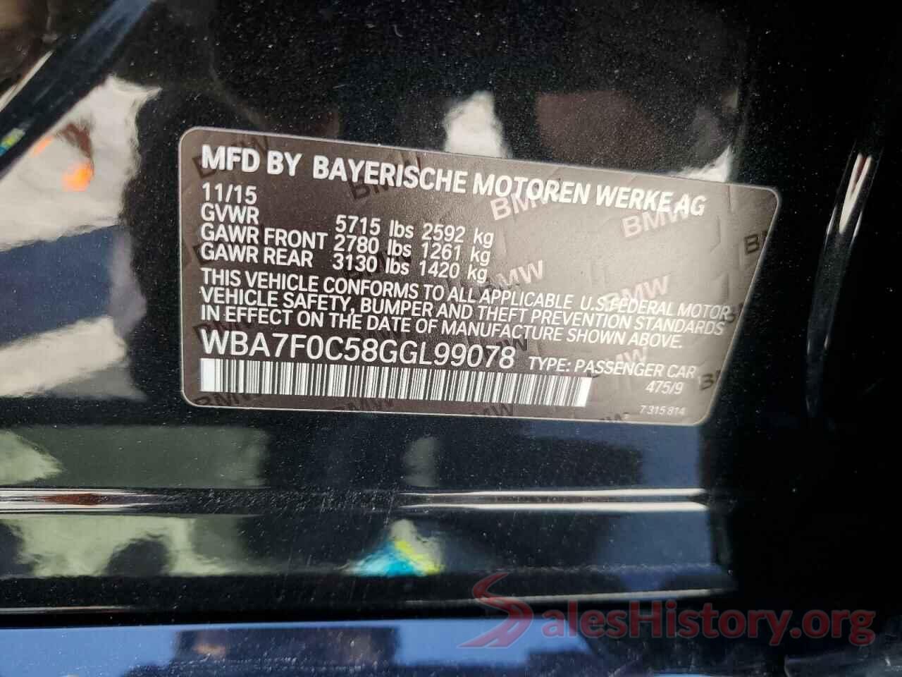 WBA7F0C58GGL99078 2016 BMW 7 SERIES