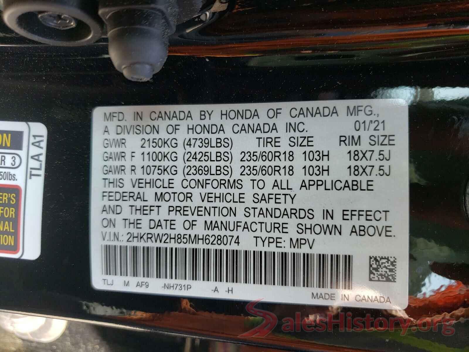 2HKRW2H85MH628074 2021 HONDA CRV