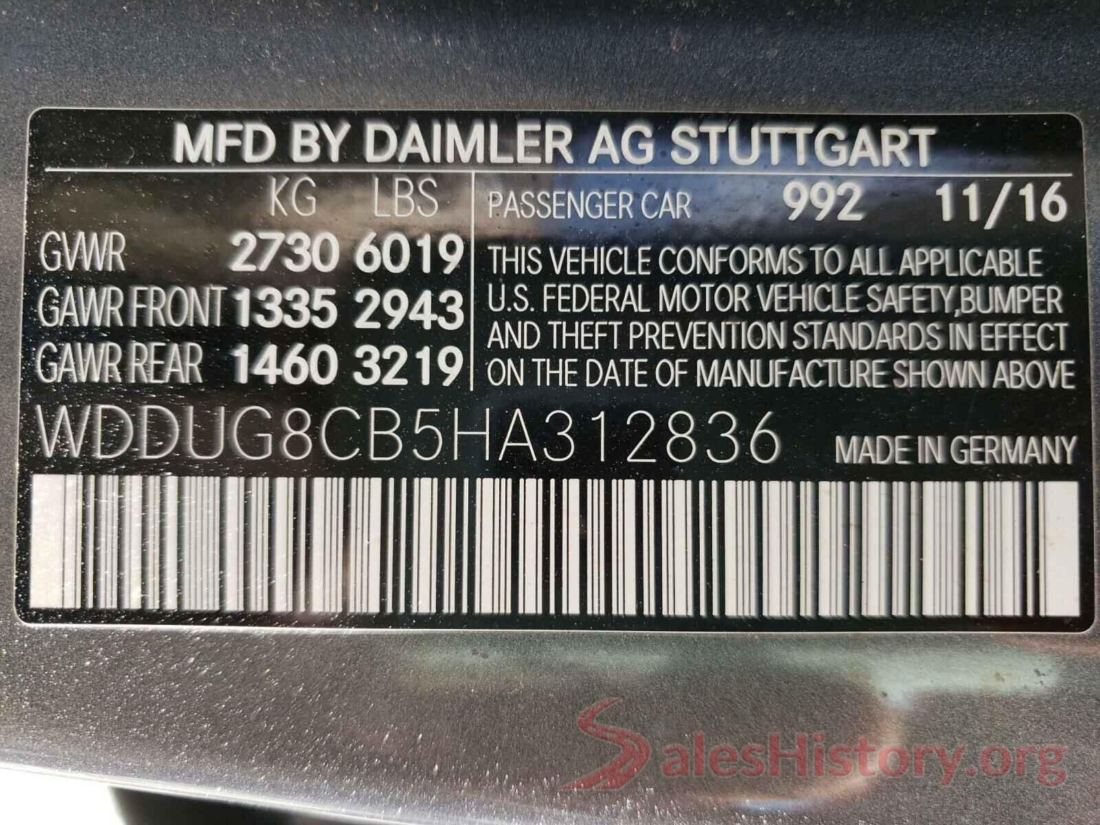 WDDUG8CB5HA312836 2017 MERCEDES-BENZ S CLASS