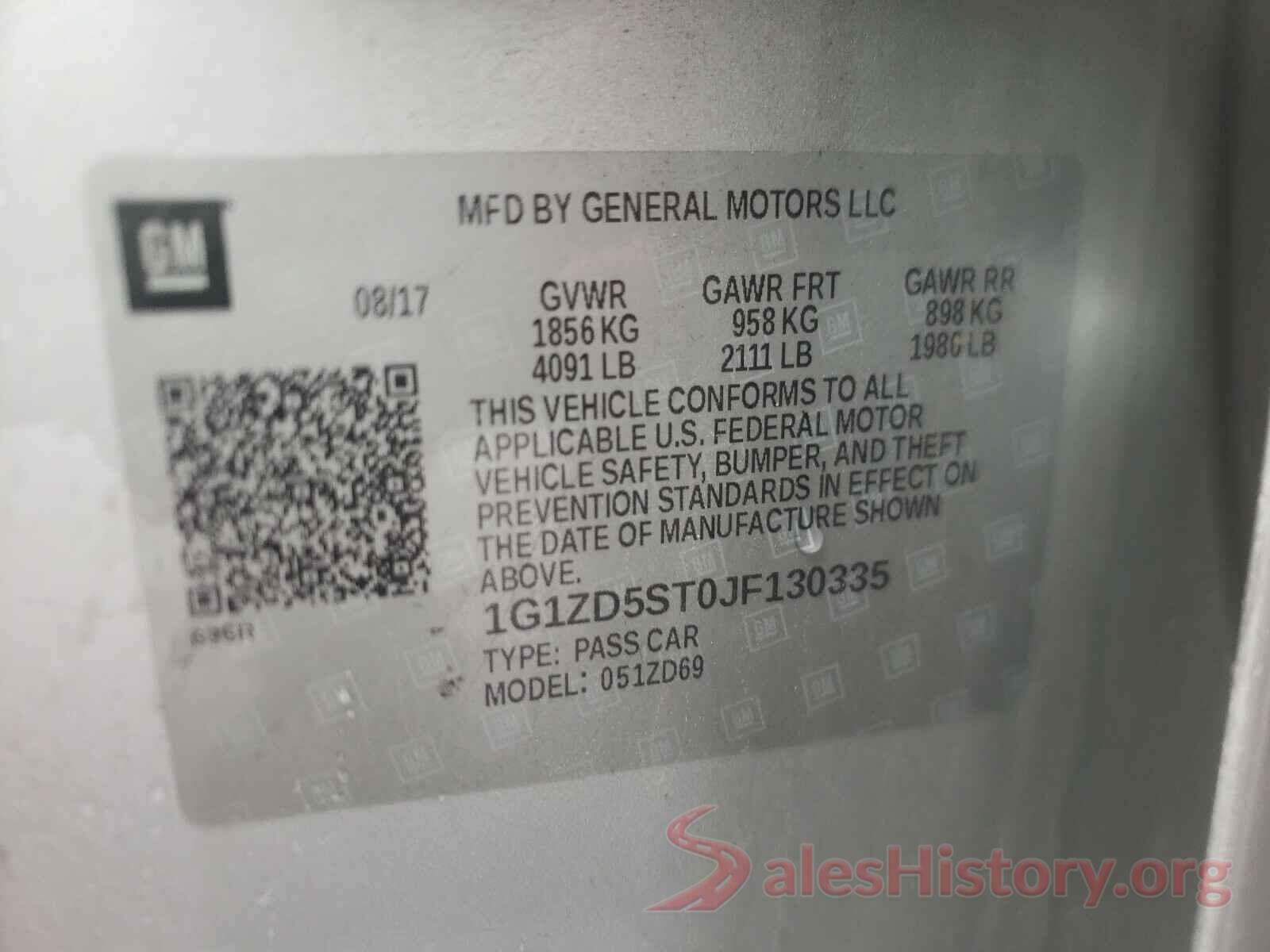 1G1ZD5ST0JF130335 2018 CHEVROLET MALIBU