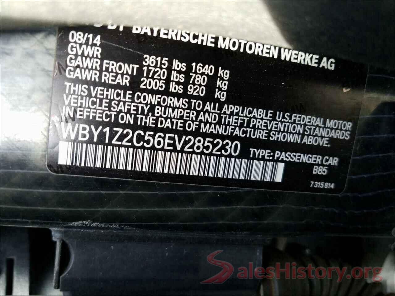 WBY1Z2C56EV285230 2014 BMW I SERIES