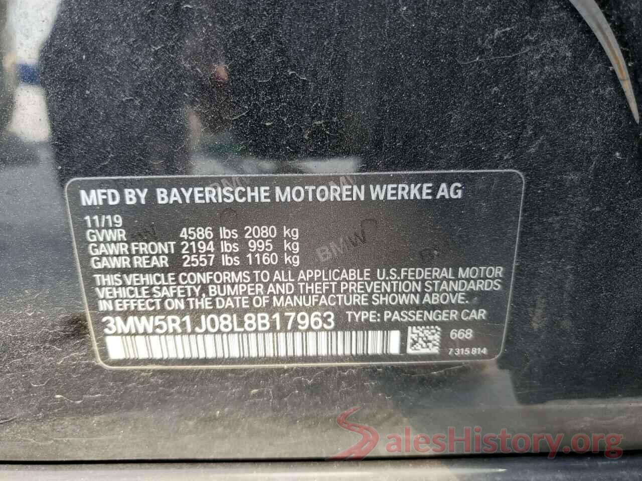 3MW5R1J08L8B17963 2020 BMW 3 SERIES