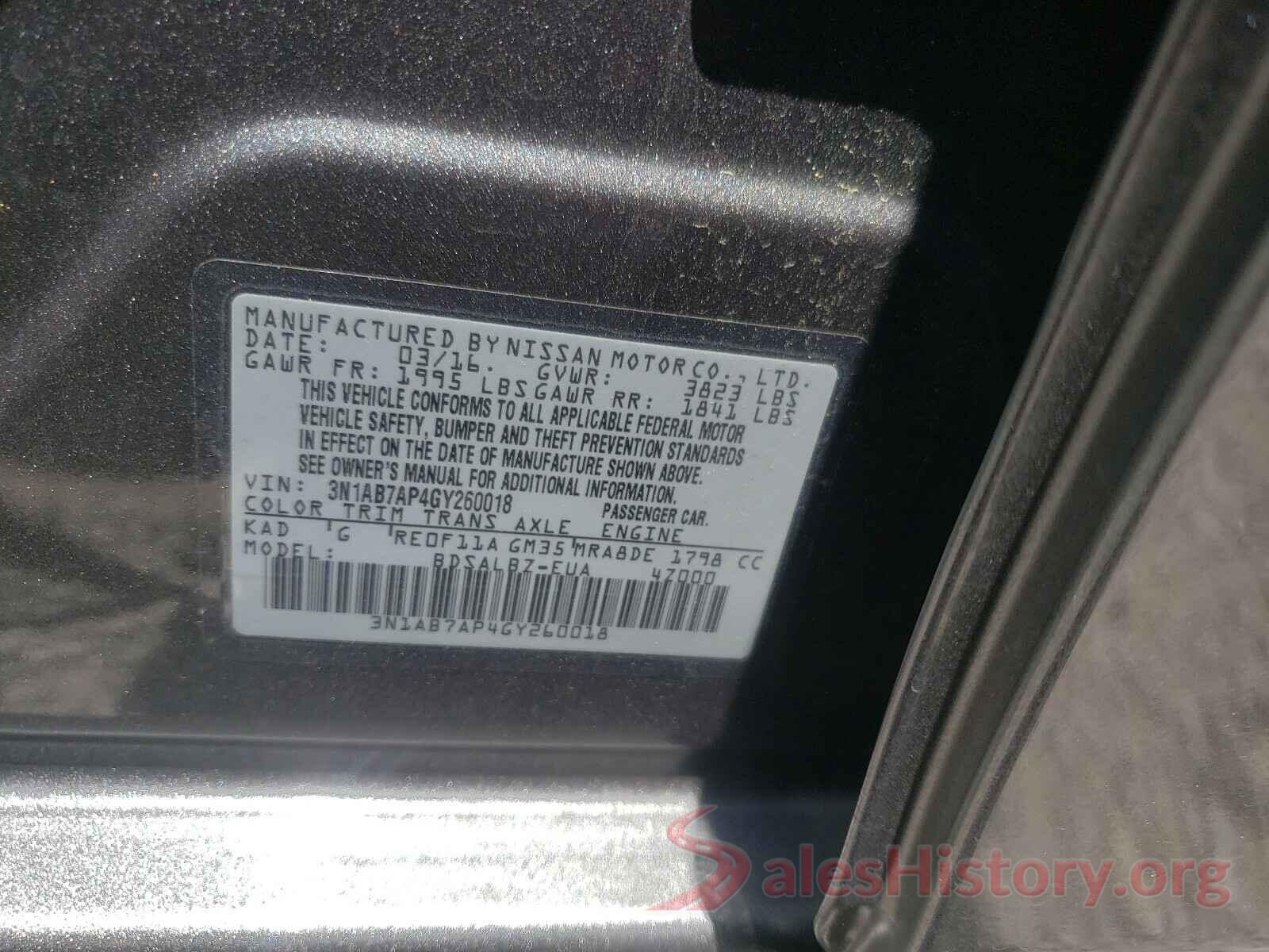 3N1AB7AP4GY260018 2016 NISSAN SENTRA